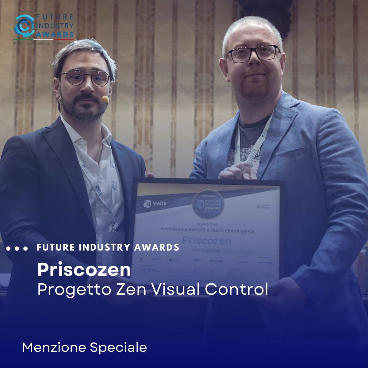 Consegna della menzione speciale Future Industry Awards al progetto Zen Visual Control