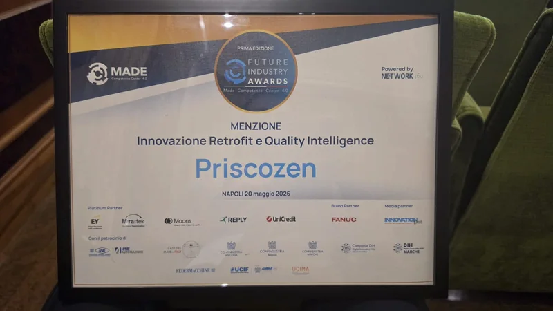 La targa della menzione Innovazione Retrofit e Quality Intelligence