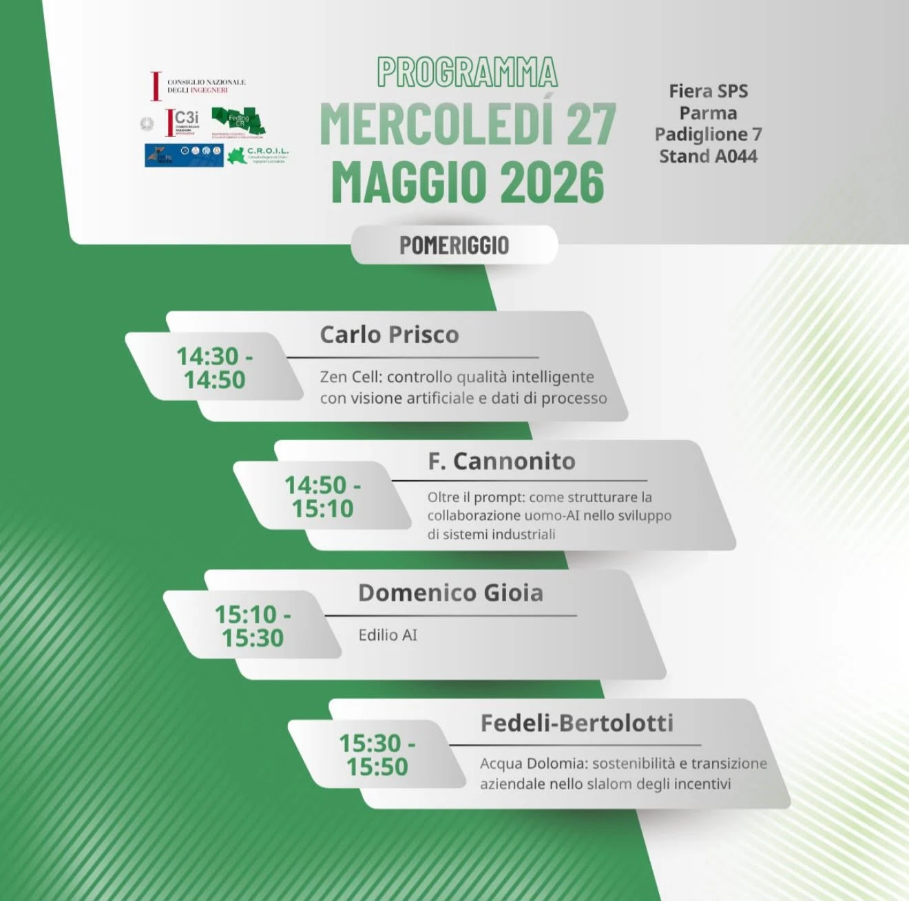 Programma del pomeriggio del 27 maggio 2026